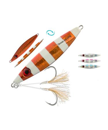 Deep Water Slow Fall Metal Lead Jig Slow Pitch Jigging Fishing Lures Back Glow Fast,Pink/Blue/Orange/Silver, 100g/120g/180g Orange 100G