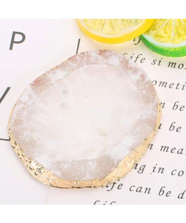 Polish Mix Palette Resin Nail Art Palette Paint Drawing Color Dish Golden Edge Resin Stone Paint Drawing Color Dish Manicure Nail DIY Tool(White) - Buy Online on GoSupps.com