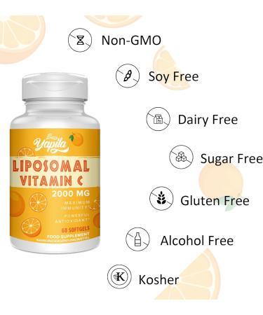 Liposomal Vitamin C Capsules 2000mg - Maximum Absorption High-Dose Antioxidant Supplement Soy-Free & Non-GMO (60 Pieces 2-Pack) - Buy Online on GoSupps.com