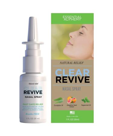 Clear Revive Nasal Spray, Allergy Medication for Fast Relief of Nasal and Sinus Irritation, Dryness and Mucus Removal, Non Drowsy and Zero Dependency Formula (Adult, 1pk) Adult - 1 Pack