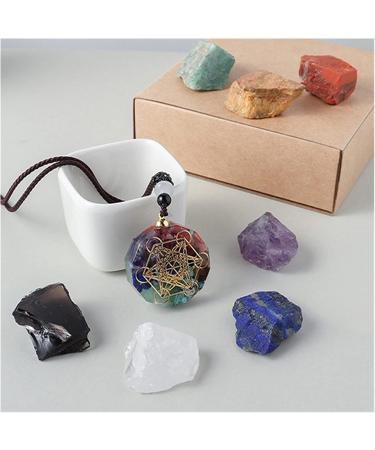 Natural Crystal Rough 7pc Chakra Stones and Crystals Healing Set Natural raw Materials Quartz Rough Stones Crystal for Worries Scary Stress Relief - Buy Online on GoSupps.com