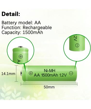 Rechargeable AA Batteries 1500mAh - High Capacity NIMH 1.2V - 8 Pack Pre-Charged for Solar Lights & Household Devices - Buy Online on GoSupps.com