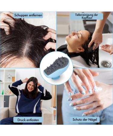 Habib Group Scalp Massage Brush - Soft Silicone Shampoo Brush for Hair Care & Growth | Blue Hair Brush for Dandruff Reduction - Buy Online on GoSupps.com