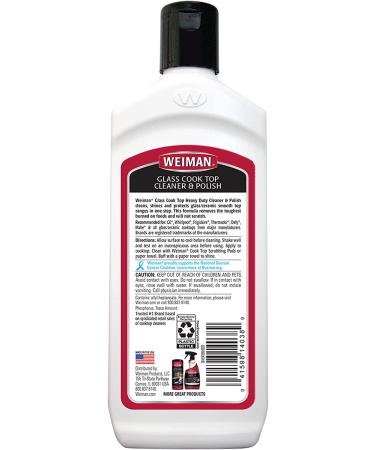 Weiman Ceramic and Glass Cooktop Cleaner - Heavy Duty Cleaner and Polish (10oz Bottle + 3 Scrubbing Pads) - Buy Online on GoSupps.com