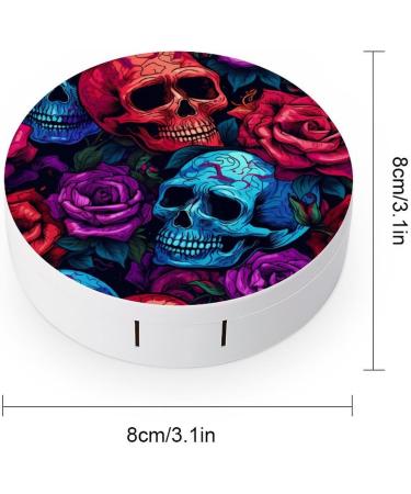 Psychedelic Skulls & Roses Contact Lens Travel Kit | Portable Cute Contact Lens Box with Mirror for Daily Outdoor Use - Buy Online on GoSupps.com