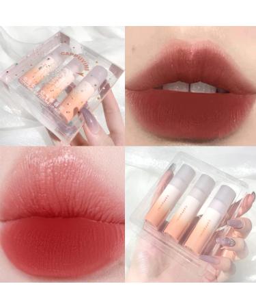 Sitovely 3 Colors Velvet Mousse Lipstick Set | Long-Lasting Matte Lip Gloss | Waterproof Lip Tint Makeup Kit | Gradient Gift Box | Mud Texture (B) - Buy Online on GoSupps.com