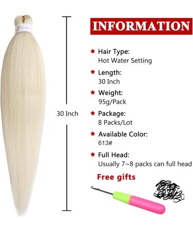 Xtrend 30 Inch 8 Packs Pre Stretched Braiding Hair Blonde Braiding Hair Pre Stretched Yaki Texture Pre-stretched Braids Hair Professional Synthetic Hair Extension Itch Free Hot Water Setting 613# 30 Inch (Pack of 8) 613# - Buy Online on GoSupps.com