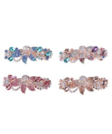 FRCOLOR 4pc Crystal Hair Claw Clip Alligator Hair Clips Women Hair Bows Barrettes French Hair Barrettes Retro Hairpins Bridal Hair Accessories Rhinestone Hair Pins Bride Large Headgear