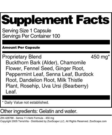 Senna 11-Herb Formula - 450 mg (100 Capsules ZIN: 428768) - 2 Pack - Buy Online on GoSupps.com