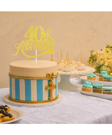 Tenhaisi Glittery Gold Happy 40th Anniversary Cake Topper Cake Topper for 40th Anniversary Wedding Engagement 40th Anniversary Decoration - Buy Online on GoSupps.com