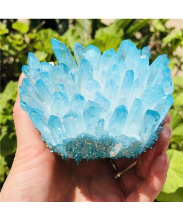 300-400g Natural Crystal Green Angel Aura Quartz Cluster specimens Titanium Coating Quartz Cluster s