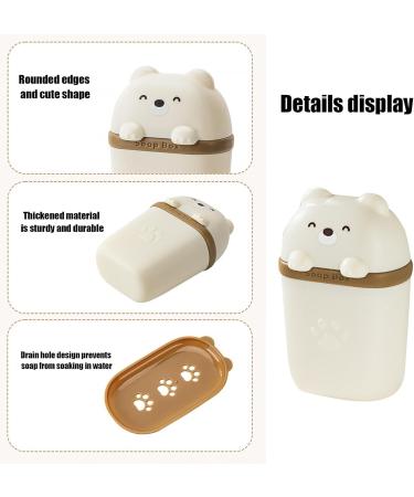 Solid Shampoo Bar Holder - Body Wash Bar Travel Case Cute Bear Shape Body Washing Bar Travel Case with Draining Hole for Long Trips White - Buy Online on GoSupps.com