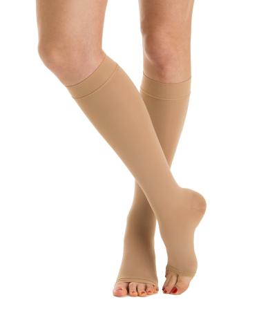 Relaxsan M2050A Cotton knee highs open toe class 2 - K2 graduated compression XL beige