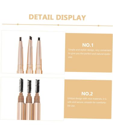 DRESSOOS 3pcs double ended eyebrow pencil waterproof eyebrow pen Eyebrow Pencil Dark Brown Makeup Accessories - Buy Online on GoSupps.com