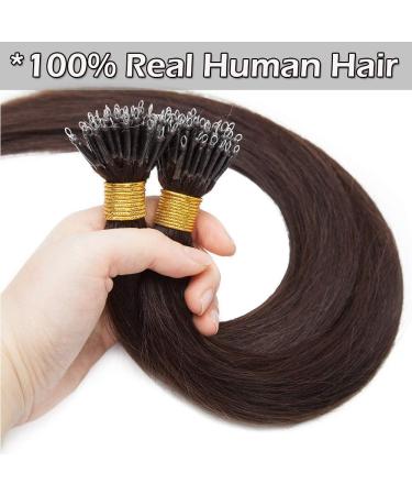 Nano Ring Hair Extensions 24inch 1g/s Pre Bonded 50g Nano Tip Bondings 100% Real Remy Human Hair #02 Dark Brown - Buy Online on GoSupps.com