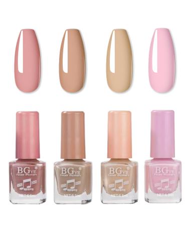 Nude Nail Polish Set - Pink Nude Nail Varnish Sets - Quick Dry & Long Lasting Nude Nail Polish - Oil-Based Formula Nail Polish Gift Set - No Need Cure Nail Paint for DIY Nail Art