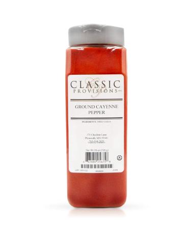 Classic Provisions Spices Powder Shaker Ideal for Salsa Meat Rubs Soup Vegetables and more, Ground Cayenne Pepper, 18 Ounce