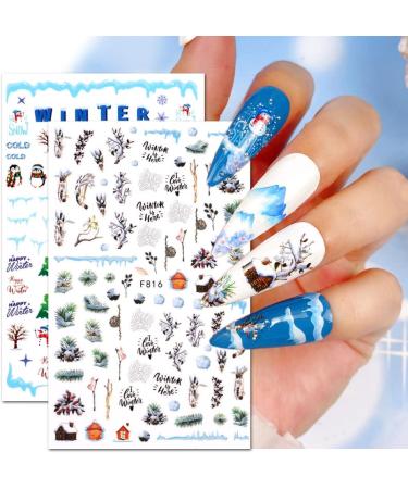Christmas Nail Art Stickers CHANGAR Winter Penguin Lovely Santa Claus Deer Snowman Self-Adhesive Nail Art Decals 3D Design Christmas Tree Sticker Decorations for Face Body Hand Nail - Buy Online on GoSupps.com