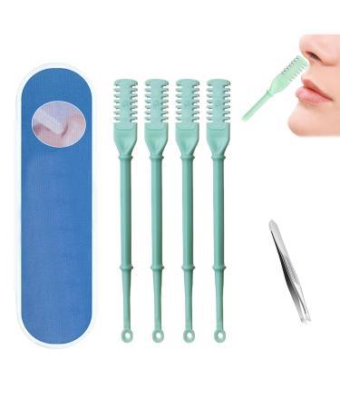 4 Pcs 2 in 1 Nasal Hair Cutter 2024 New Double Sided Nose Hair Knife Portable Manual 360 Rotating Nose Hair Trimmer for Women Men (Green)
