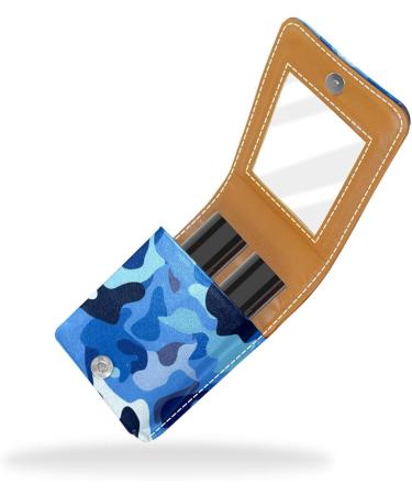 Travel Lipstick Organizer Case | Portable Makeup Bag with Mirror | Classic Blue Sea Camouflage - X117k8miby - Buy Online on GoSupps.com