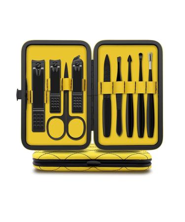 Nail Clippers Set Nail Clippers Set Sharp Nail Clippers Built-in Nail File 9 Pieces of Household Black Yellow Man and Woman (Color : A)