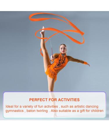 SAVITA 2PCS Dance Ribbons | 78.7 Inch Gymnastics Ribbon Streamers with Wand | Orange Khaki Twirling Ribbons for Dancers - Buy Online on GoSupps.com