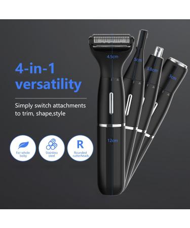 OWill 4-in-1 Ear Nose Hair Trimmer for Men & Women | Flawless Eyebrow & Facial Hair Remover | Stainless Steel Type-C Charge Waterproof Black - Buy Online on GoSupps.com