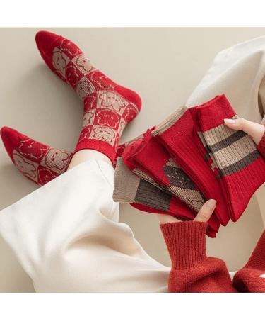 New Year's Red Cotton Lucky Socks - Comfortable & Warm Thermal Sports Socks 3 Pairs (Size 34-40) - Buy Online on GoSupps.com