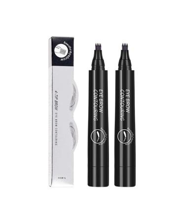 Materialm Magical Precise Waterproof Brow Pen Waterproof Brow Pen with Micro-fork Tip 4 Tipped Precise Brow Pen Creates Natural Looking 24 Hours Long Lasting Smudge-proof&waterproof (black)