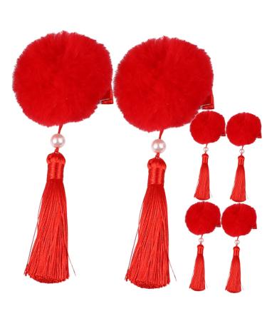 minkissy 3 Pairs Tassel Hair Ball Hair Clip Traditional Chinese Hairpin Year of Rabbit Hair Clips Cosplay Hair Pin Girls Hair Clips Tassel Hairpin Artificial Baby Cheongsam Chinese Knot