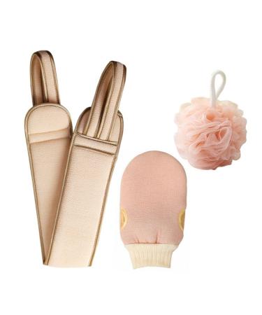 Exfoliating Bath Towel Includes Back Scrubber Bath and Thick Towel for Home Spa Light Bath Accessories Kit Pink 60x9.5cm