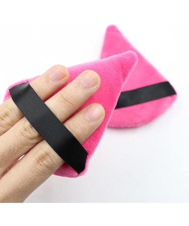 Triangle Powder Puff | Super Soft Face Body Loose Setting Powder Puff Set of 6 Multipurpose Powder Puff with Strap Makeup Tool Sritob Hot Pink - Buy Online on GoSupps.com