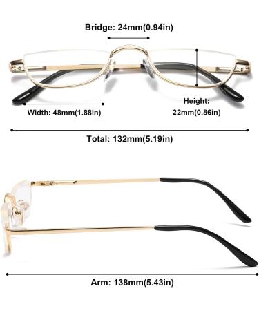 Abetos Semicircular Reading Glasses for Men & Women - Flexible Spring Hinge Half-Moon Metal Frame - Comfortable 2.5x Visual Aid for Computer & Leisure - Buy Online on GoSupps.com
