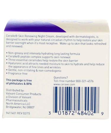 CeraVe Skin Renewing Night Cream 1.7 oz - Hydrating and Renewing Formula - Buy Online on GoSupps.com