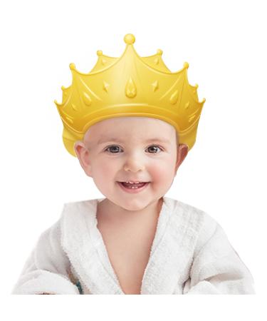Baby Shower Cap Adjustable Silicone Bathing Crown Waterproof Shampoo hat for Washing Hair Shower Bathing Protection Bath Cap for Toddler, Baby, Kids, Children (Yellow)