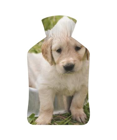 Golden Retriever Dog Hot Water Bottle With Cover Plush Bed Bottle Hand Warmer For Adults And Children 26.5X15.3cm