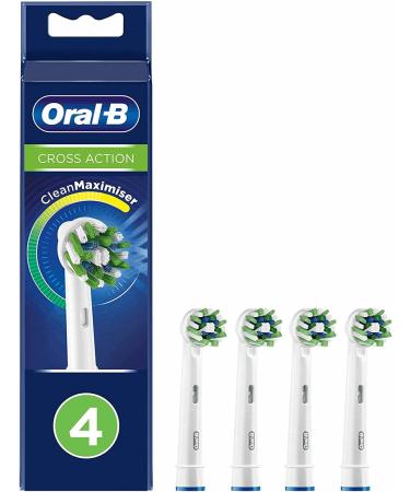 Oral-B Cross Action Electric Toothbrush Replacement Brush Heads Refill with Clean Maximiser Technology 4Count