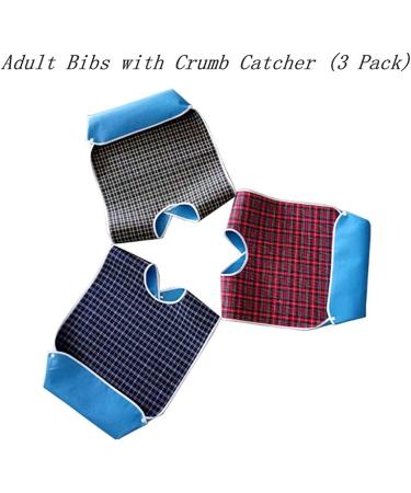 3 Pack Adult Bibs with Crumb Catcher - Washable Large Dining Bibs for Adults - Clothing Protector for Feeding - 31 L x 17 W - Buy Online on GoSupps.com