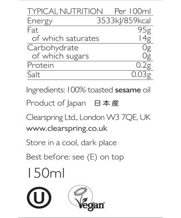 Clearspring Japanese Pure Toasted Sesame Oil - Authentic Flavor | 100ml - Buy Online on GoSupps.com
