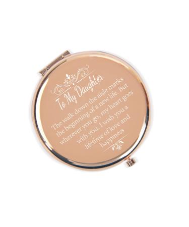 REHALY Daughter Wedding Gift from Mom Dad  Bride Gifts for Wedding Day  Unique Wedding Keepsake Gifts for Daughter from Mom on Wedding Day  Rose Gold Compact Mirror for Her