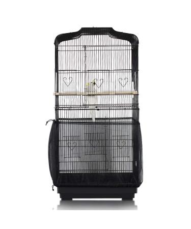 ASOCEA Bird Cage Seed Catcher Feather Guard Bird Cage Cover Skirt Parrort Parakeet Cage Nylon Mesh Netting Birdcage Net for Round Square Cages - Black (Not Include Birdcage)