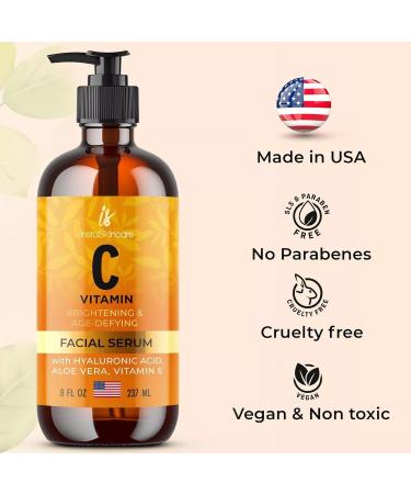 Instaskincare Brightening Vitamin C Serum for Face Hydration & Age Defense with Hyaluronic Acid Aloe Vera & Vitamin E Cruelty-Free 8 oz - Buy Online on GoSupps.com