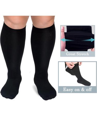 ISEASOO Plus Size Compression Socks 3-Pack | Wide Calf 20-30 mmHg Support for Circulation, Nurses, Running | Men and Women Knee High Stockings 3X-Large - Buy Online on GoSupps.com