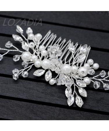 Silver Bridal Flower Side Hair Clip with Pearls - Wedding Headpiece for Brides & Bridesmaids - Buy Online on GoSupps.com