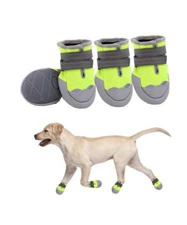 Dog Boots, Medium and Large Dog Boots and paw Guards, Suitable for Snowy Winter Days, hot Summer Roads, Waterproof in The rain, Outdoor Walks, Indoor Hard Surface Anti-Slip Shoes 4 Pieces green #8 (width 3.35 inch) for 74-90 lbs