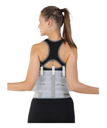 Back Brace Lumbar Support Waist Trainer Belt Posture Correction Lower Back Support Breathable Lumbar Back Brace Waist Belt(Gray Large) Large Gray