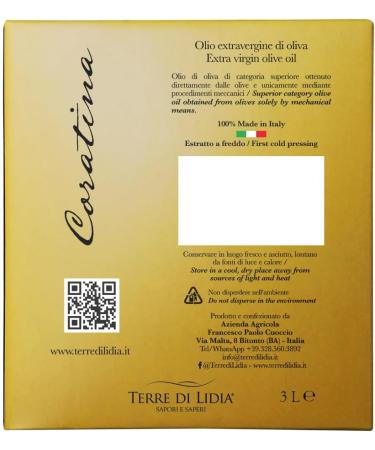 Terre Di Lidia - 1 x 3 Liters - Extra virgin olive oil - Spineto - Bag in Box 3 L - 100% Italian product - Cultivar Coratina - 2023/2024 campaign - Buy Online on GoSupps.com