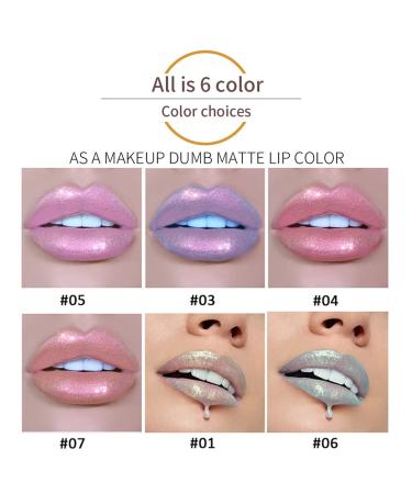 6 Pack Diamond Liquid Glitter Lipsticks | Nonstick Metallic Lipgloss Set for Women & Girls - Shimmering Lip Cosmetics - Buy Online on GoSupps.com