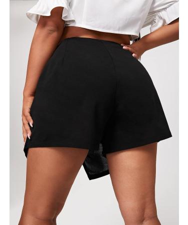 Floerns Women's Plus Size High Waisted Asymmetrical Skorts - XX-Large Black - Buy Online on GoSupps.com