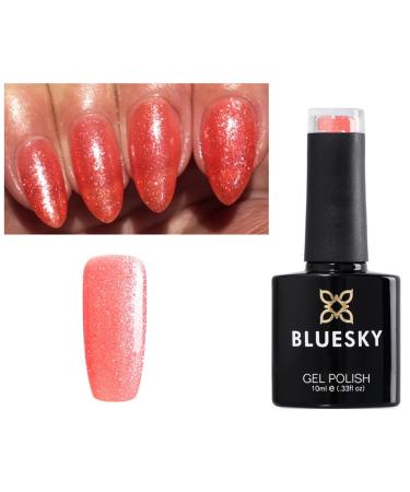 Bluesky Nail Gel Polish Coral Peach Shimmer with Fine Silver Glitter 80620 Sparks Fly UV LED Soak Off 10ml